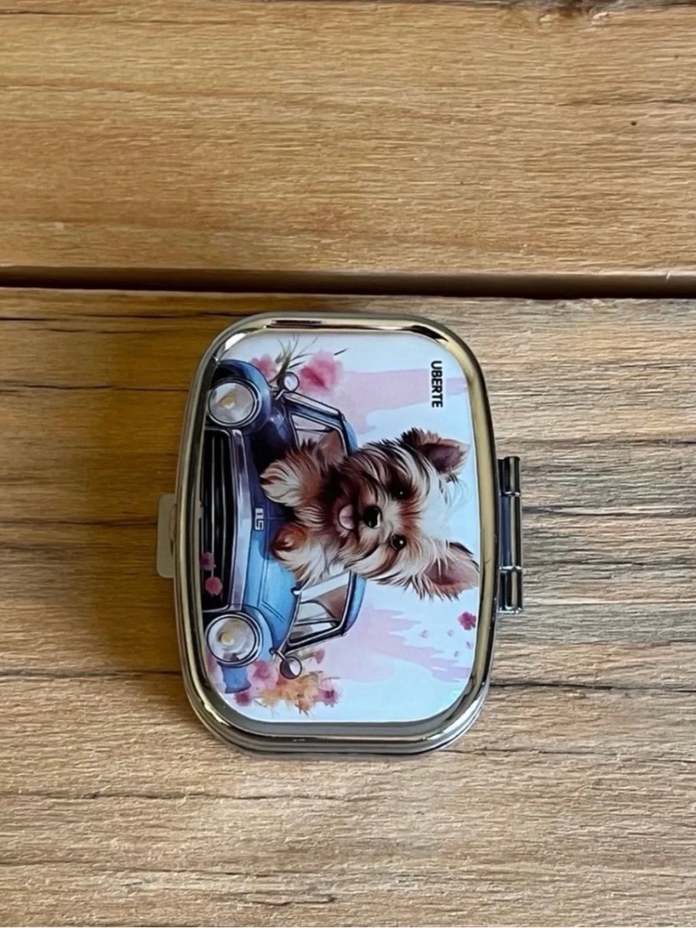 Yorkie Puppy Purse Pill Box/Travel Jewelry Box-Puppy in Car